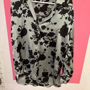 Zara Black Floral Blouse on Gray